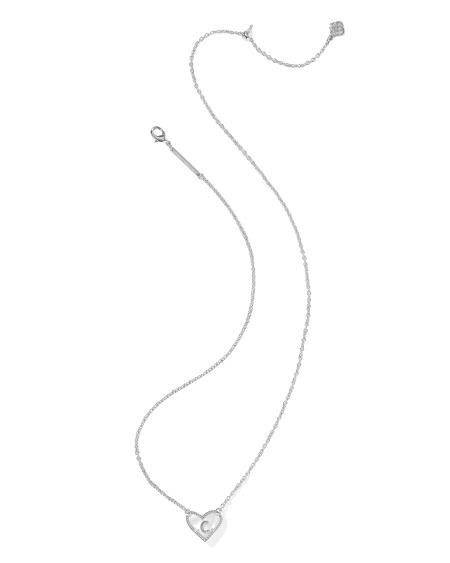 Ari Heart Letter C Silver Short Pendant Necklace