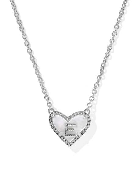 Ari Heart Letter E Silver Short Pendant Necklace