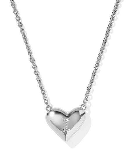 Ari Heart Letter I Silver Short Pendant Necklace