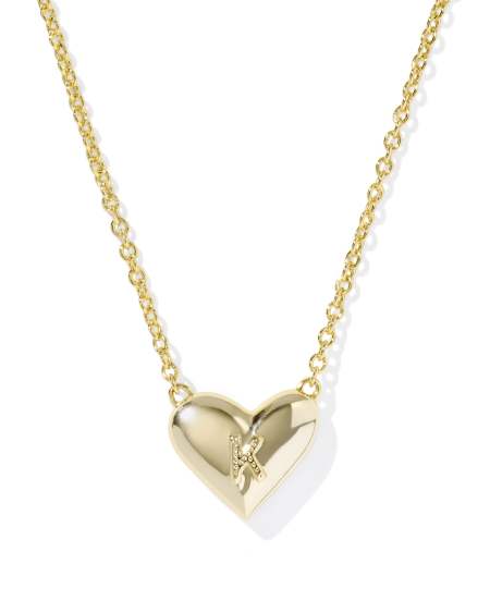 Ari Heart Letter K Gold Short Pendant Necklace