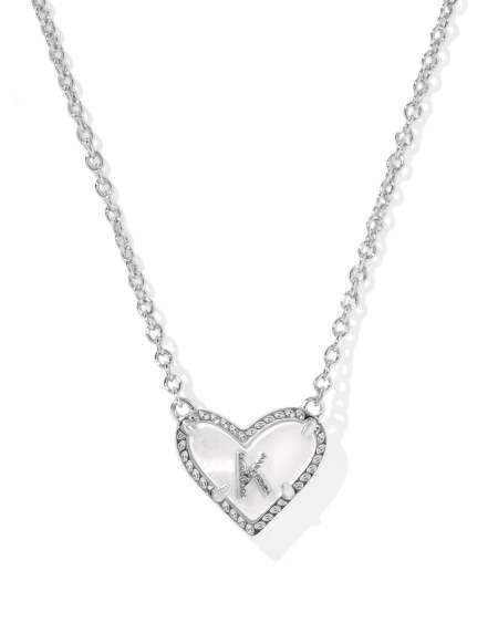 Ari Heart Letter K Silver Short Pendant Necklace