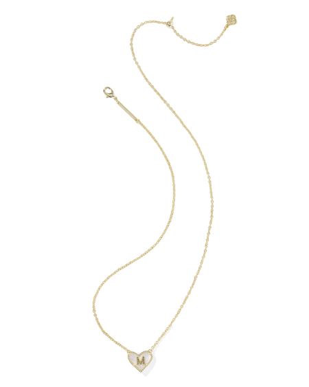Ari Heart Letter M Gold Short Pendant Necklace