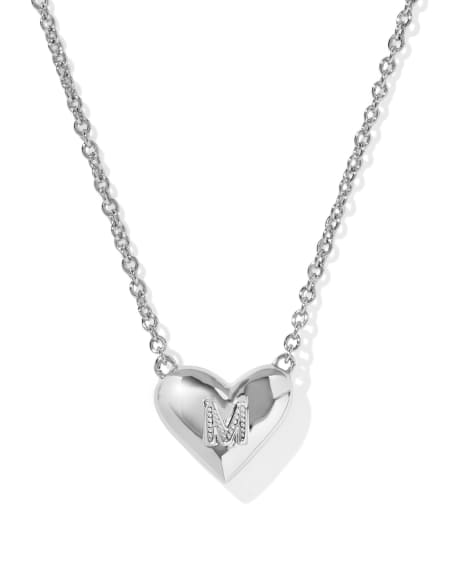 Ari Heart Letter M Silver Short Pendant Necklace