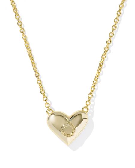 Ari Heart Letter O Gold Short Pendant Necklace