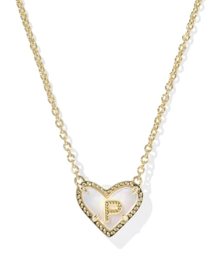 Ari Heart Letter P Gold Short Pendant Necklace