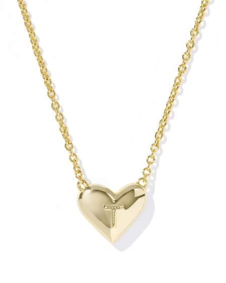 Ari Heart Letter T Gold Short Pendant Necklace