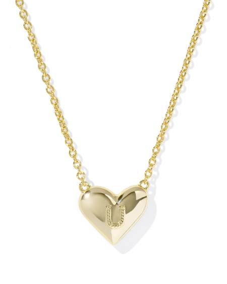 Ari Heart Letter U Gold Short Pendant Necklace
