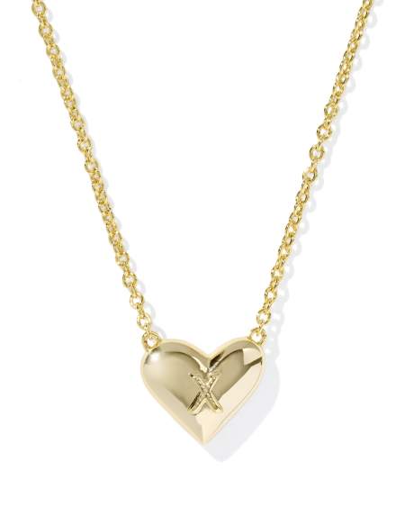 Ari Heart Letter X Gold Short Pendant Necklace