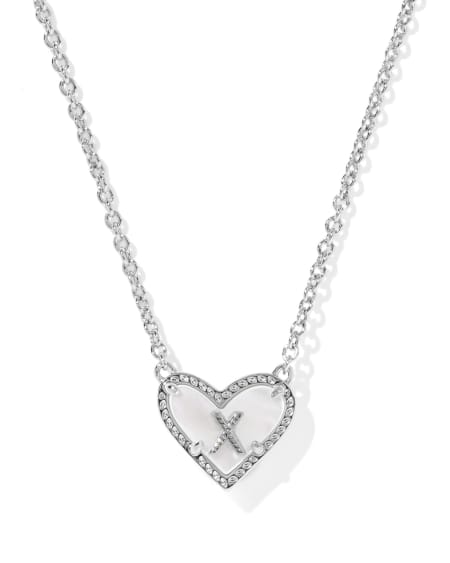 Ari Heart Letter X Silver Short Pendant Necklace