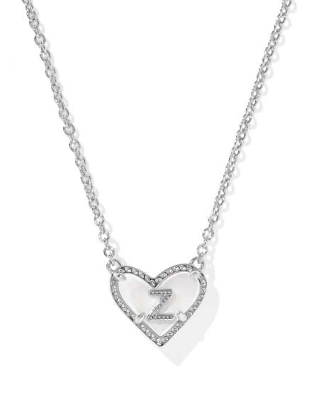 Ari Heart Letter Z Silver Short Pendant Necklace