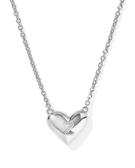 Ari Heart Letter Z Silver Short Pendant Necklace