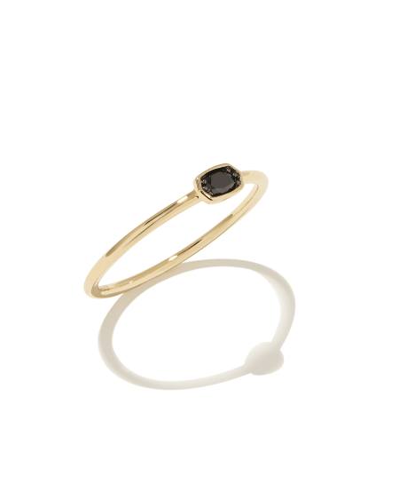 0.11 ct Marisa 14k Yellow Gold Oval Solitaire Band Ring in Black Diamond