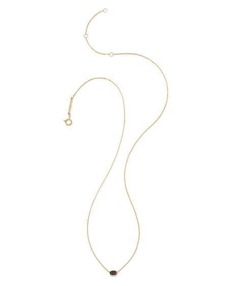 0.11 ct Marisa 14k Yellow Gold Oval Solitaire Pendant Necklace in Black Diamond