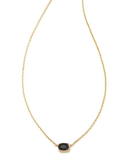 0.11 ct Marisa 14k Yellow Gold Oval Solitaire Pendant Necklace in Black Diamond