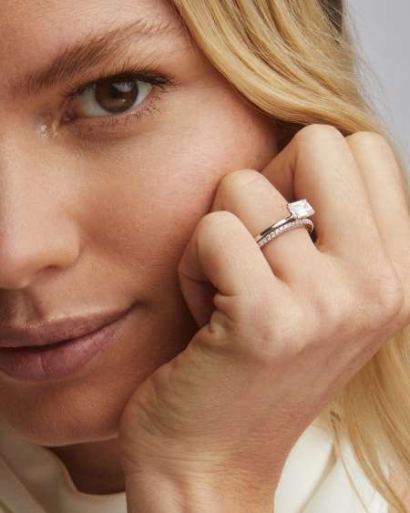 0.75 ct Emerald Solitaire Engagement Ring in 14k White Gold