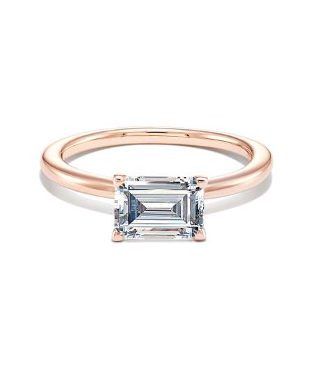 2 ct Emerald Solitaire Engagement Ring in 14k Rose Gold