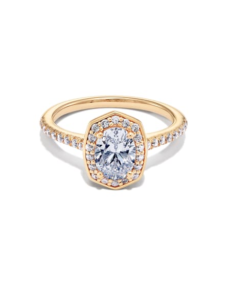 1.5 ct Oval Iconic Halo Engagement Ring in 14k Yellow Gold