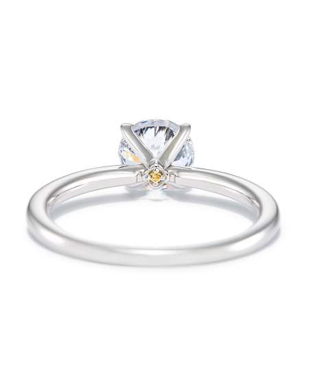 0.5 ct Round Solitaire Engagement Ring with Pave Diamonds in 14k White Gold