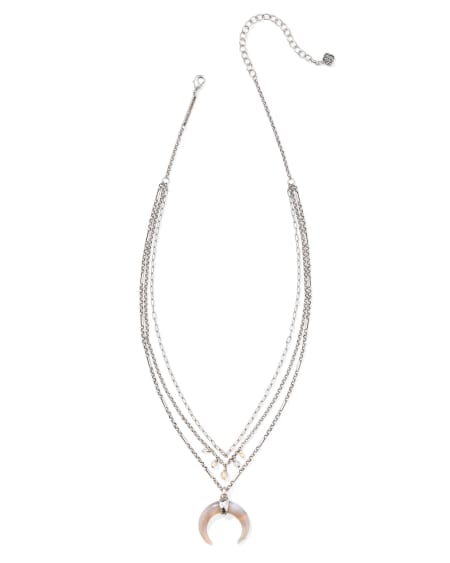 Lainey Wilson x Yellow Rose by Kendra Scott Vintage Silver Multi Strand Necklace in Gray Banded Agate