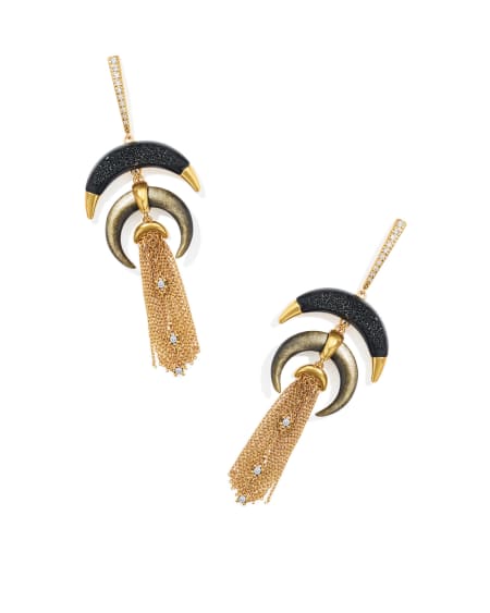 Lainey Wilson x Yellow Rose by Kendra Scott Vintage Gold Statement Earrings in Black Gold Mix