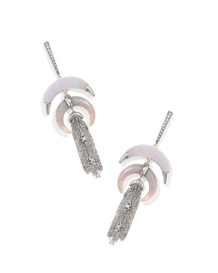 Lainey Wilson x Yellow Rose by Kendra Scott Vintage Silver Statement Earrings in Iridescent Gray Mix