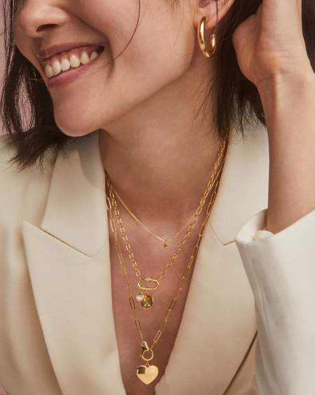 Bristol 18k Gold Vermeil Link Necklace in White Sapphire