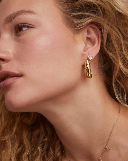 Ellen 18k Gold Vermeil Metal Hoop Earrings