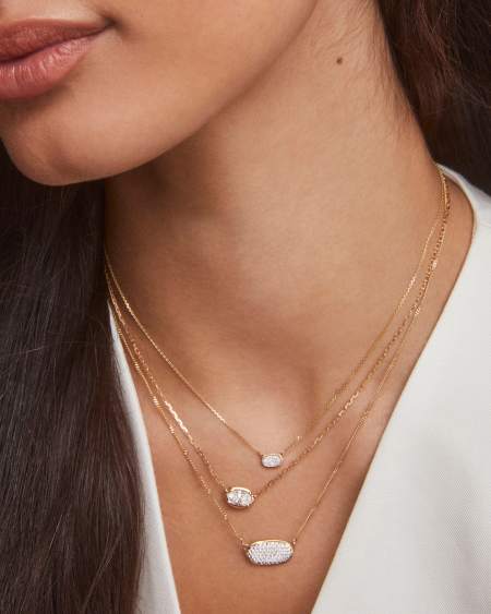 0.39 ct Elisa Pendant Necklace in Pave Diamond and 14k Yellow Gold