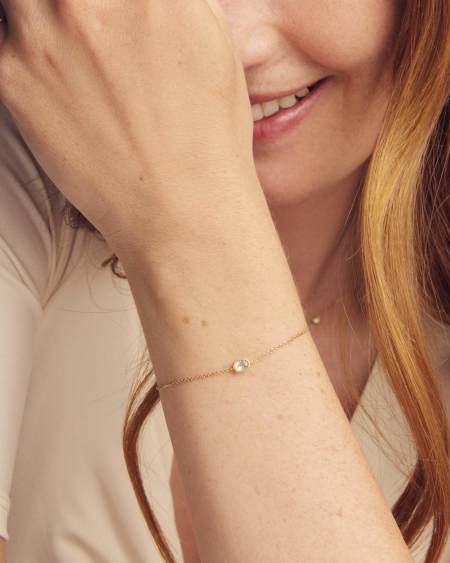 Marisa 14k Yellow Gold June Oval Solitaire Bracelet