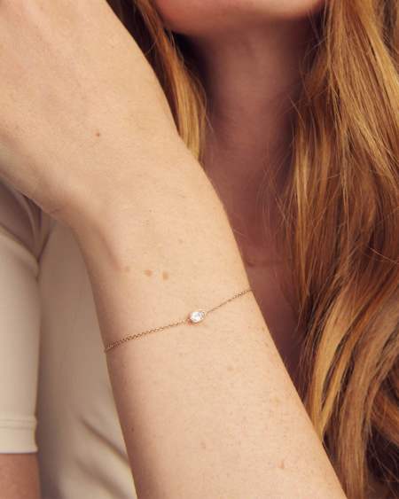 Marisa 14k Yellow Gold June Oval Solitaire Bracelet