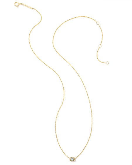 Marisa 14k Yellow Gold Oval Solitaire Pendant Necklace in Aquamarine