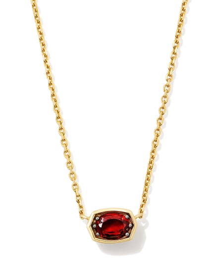 Marisa 14k Yellow Gold Oval Solitaire Pendant Necklace in Garnet