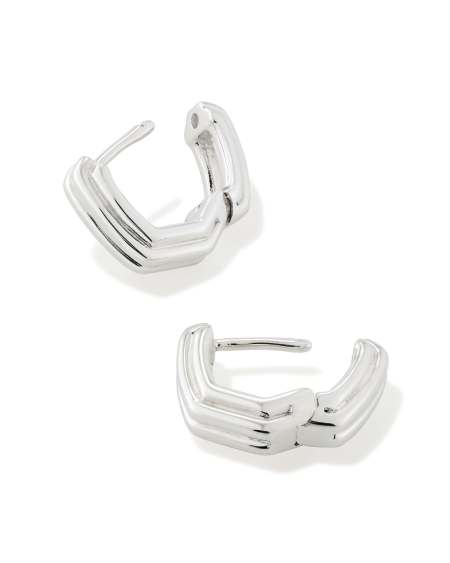 Davie Ridged Huggie Earrings in Sterling Silver