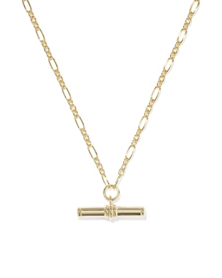 Bree Gold Metal T Bar Short Pendant Necklace