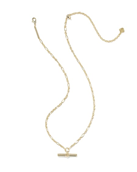 Bree Gold Metal T Bar Short Pendant Necklace