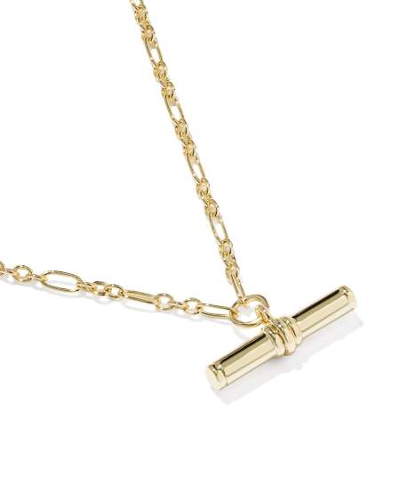 Bree Gold Metal T Bar Short Pendant Necklace