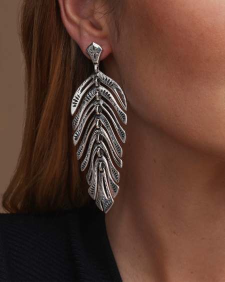 Calliope Vintage Silver Statement Earrings