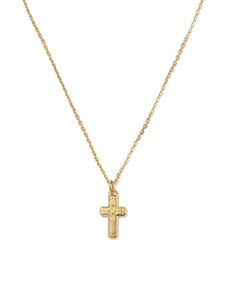 Metal Cross 18k Yellow Gold Vermeil Short Pendant Necklace