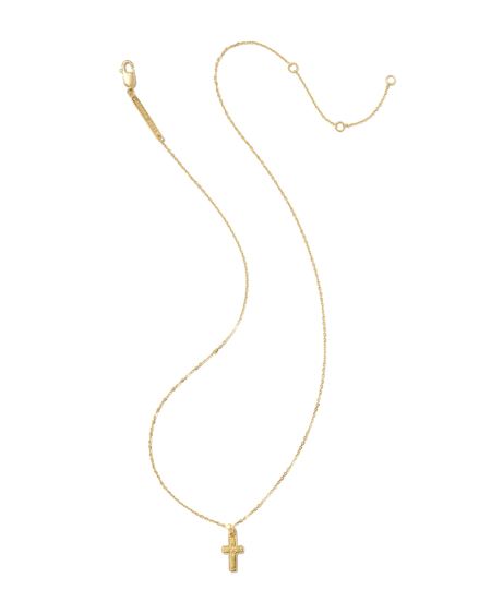 Metal Cross 18k Yellow Gold Vermeil Short Pendant Necklace