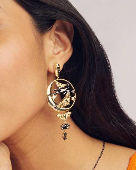 Spooky Night Mixed Metal Statement Earrings
