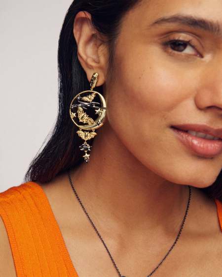 Spooky Night Mixed Metal Statement Earrings