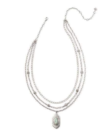 Keziah Vintage Silver Multi Strand Necklace in Sea Green Chrysocolla | Kendra Scott