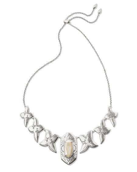 Keziah Vintage Silver Statement Necklace in Natural Mother-of-Pearl