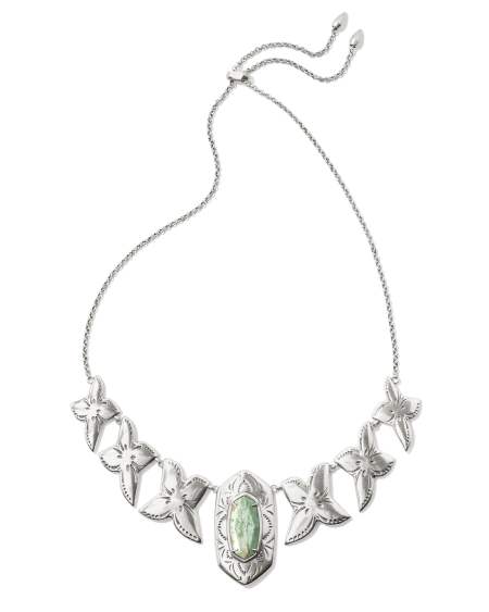 Keziah Vintage Silver Statement Necklace in Sea Green Chrysocolla