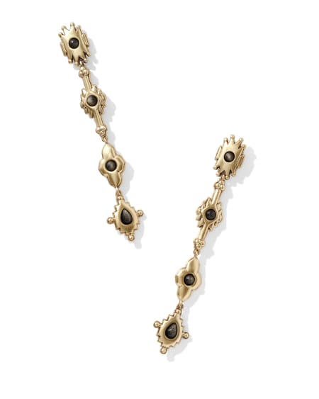 Shera Vintage Gold Linear Earrings in Golden Obsidian