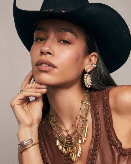 Shera Vintage Gold Short Pendant Necklace in Golden Obsidian