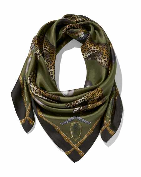 Jaguar Square Scarf in Olive