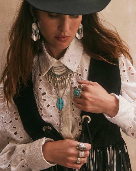 Ember Silver Bolo Necklace in Variegated Turquoise Magnesite