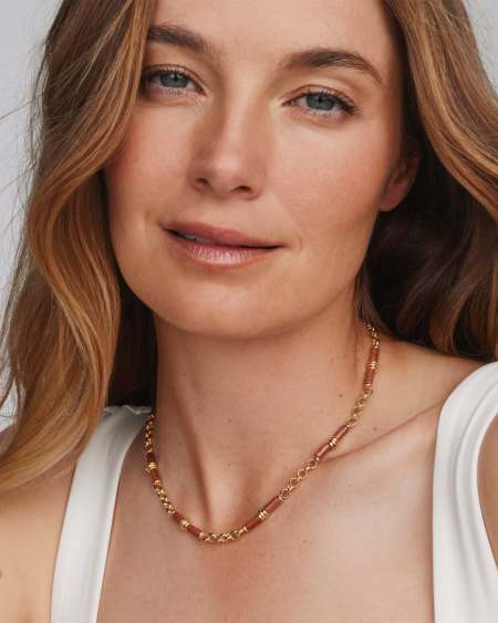 Bree Gold Beaded Link and Chain Necklace