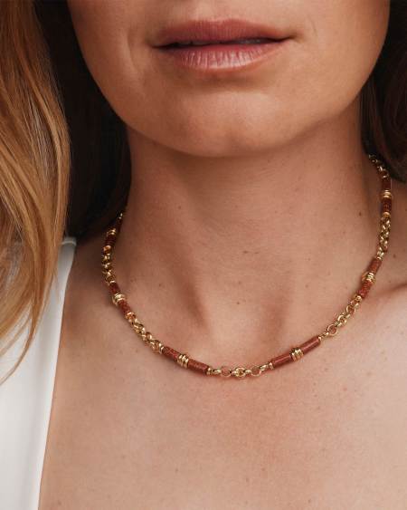 Bree Gold Beaded Link and Chain Necklace